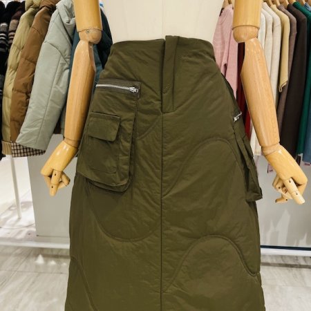 밑단 스트링 패딩 스커트