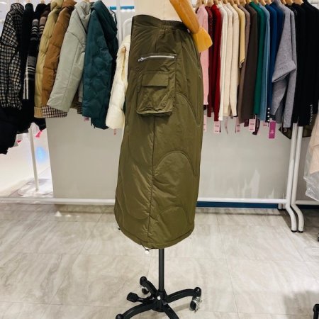 밑단 스트링 패딩 스커트