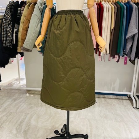 밑단 스트링 패딩 스커트