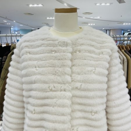 진주 에코 밍크 노카라 자켓