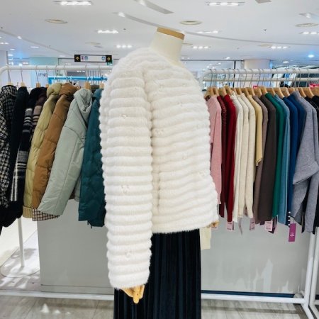진주 에코 밍크 노카라 자켓