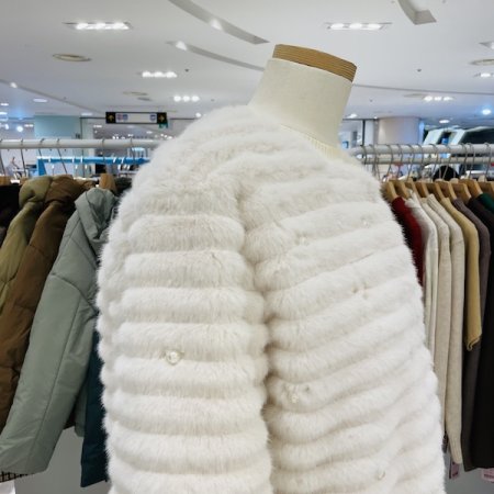 진주 에코 밍크 노카라 자켓