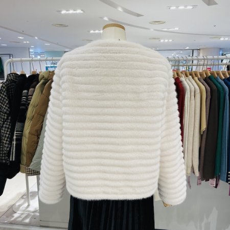 진주 에코 밍크 노카라 자켓