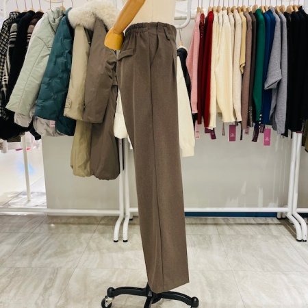 반밴딩 핀턱 기모팬츠