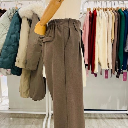 반밴딩 핀턱 기모팬츠