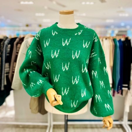 라운드 소매 볼륨 니트