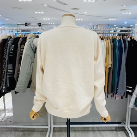 리본 자가드 펄 니트