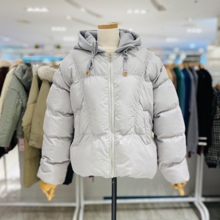 레터링 니트 후드 패딩점퍼