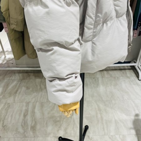 레터링 니트 후드 패딩점퍼