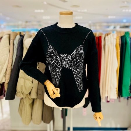 큐빅 리본 니트