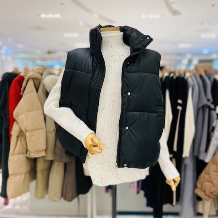 매트 하이넥 패딩 조끼