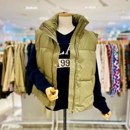 매트 하이넥 패딩 조끼