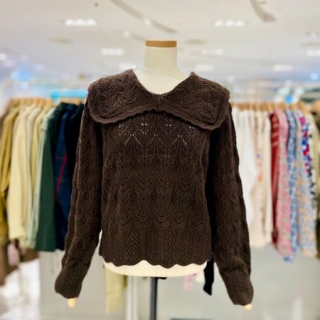 빅카라 뜨개 세일러 니트