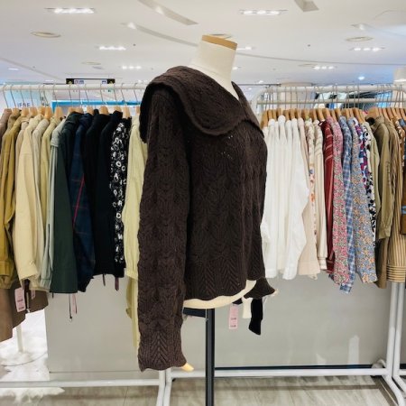 빅카라 뜨개 세일러 니트