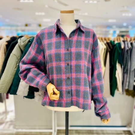 멜란지 기모 체크 셔츠