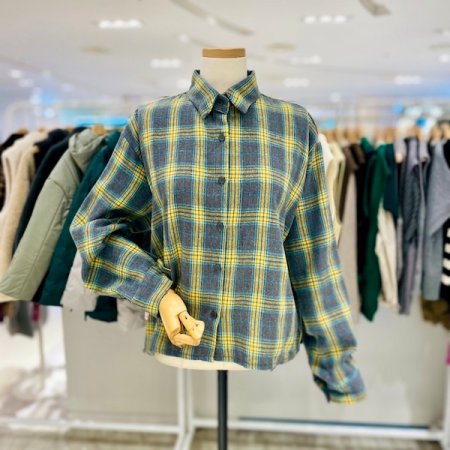 멜란지 기모 체크 셔츠