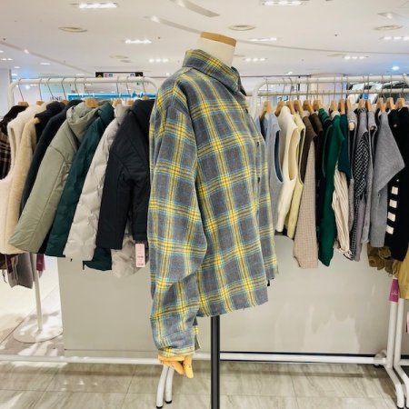 멜란지 기모 체크 셔츠