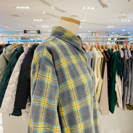 멜란지 기모 체크 셔츠