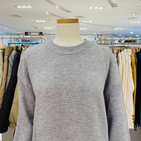 리본 큐빅 라운드 니트