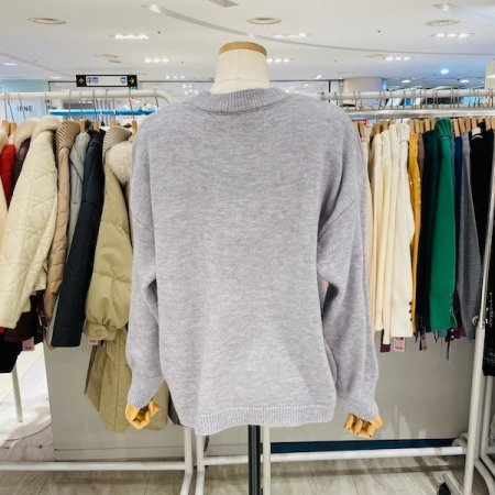 리본 큐빅 라운드 니트