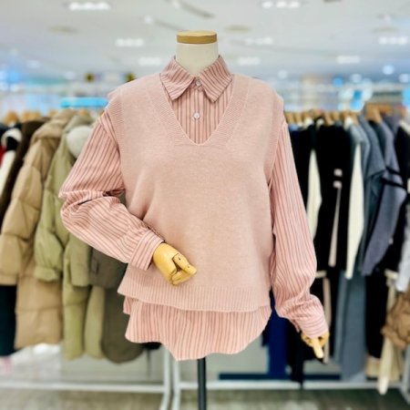 스트라이프 남방 조끼 세트