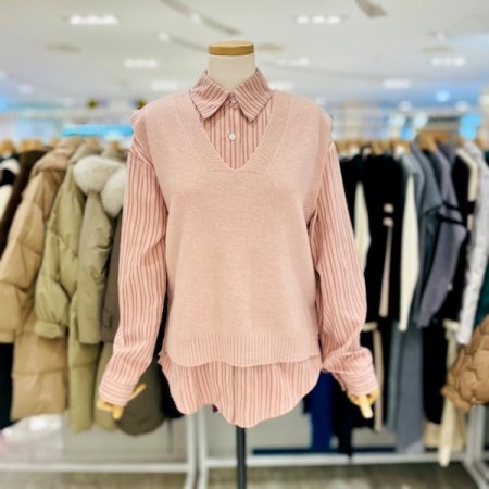 스트라이프 남방 조끼 세트