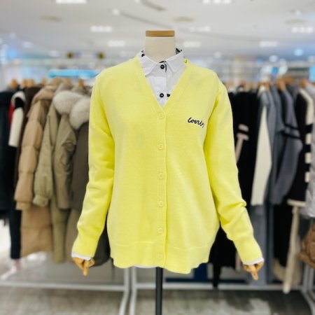 브이넥 박시 니트 가디건