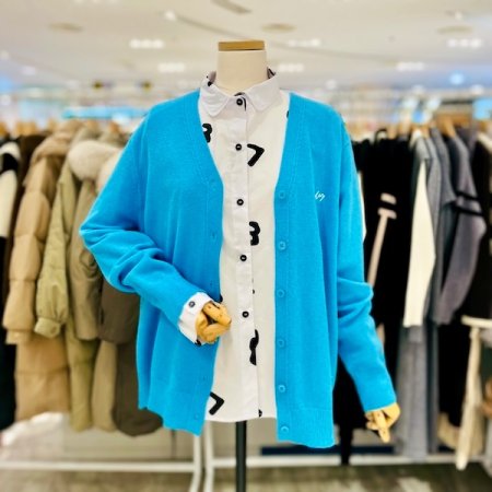 브이넥 박시 니트 가디건