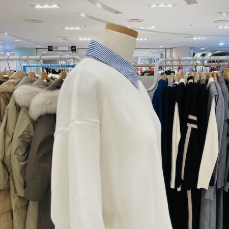 스트라이프 배색 남방 니트