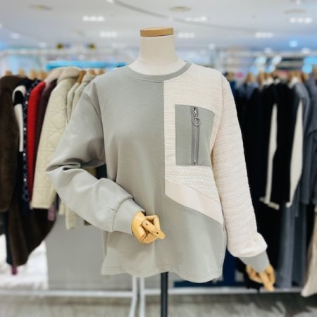 트위드 지퍼 티셔츠