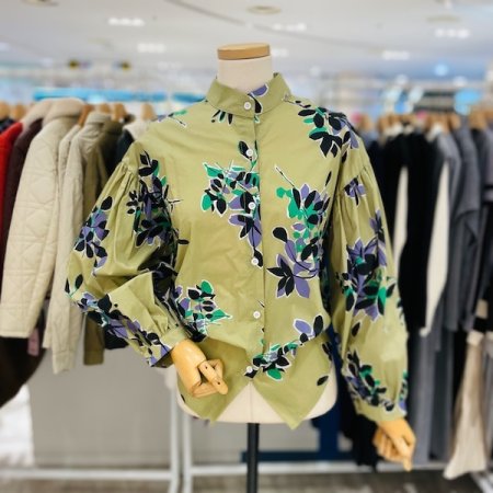 차이나 카라 플라워 블라우스