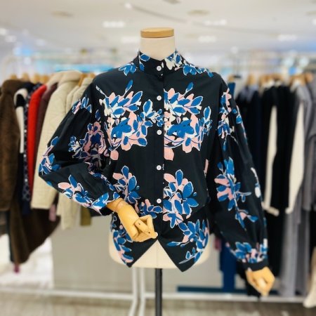 차이나 카라 플라워 블라우스