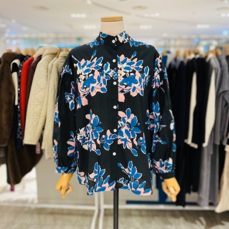 차이나 카라 플라워 블라우스