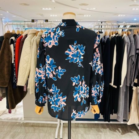 차이나 카라 플라워 블라우스