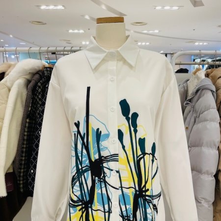 허리끈 롱 셔츠형 원피스