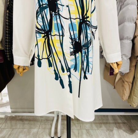 허리끈 롱 셔츠형 원피스