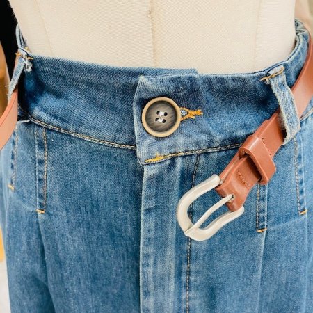 뒷밴딩 벨트 데님 스커트