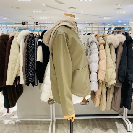 후드 배색 가죽 자켓