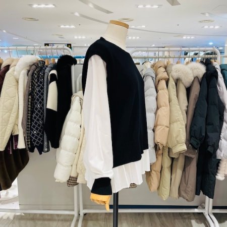 블라우스 배색 니트