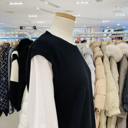 블라우스 배색 니트