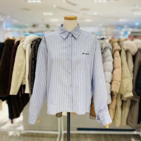 메리 자수 스트라이프 셔츠