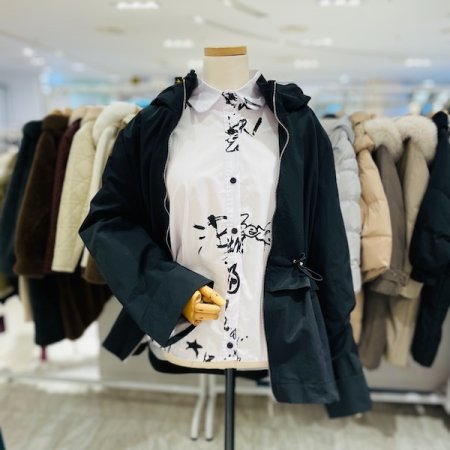 허리 스트링 후드 점퍼