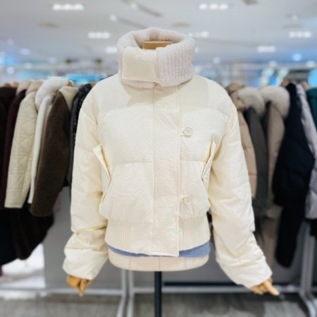 털 하이넥 덕 다운패딩