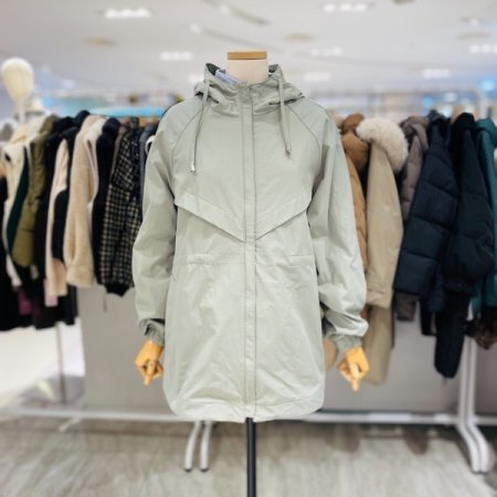 사선 날개 미디 후드 점퍼