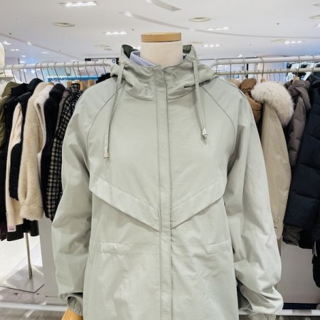 사선 날개 미디 후드 점퍼