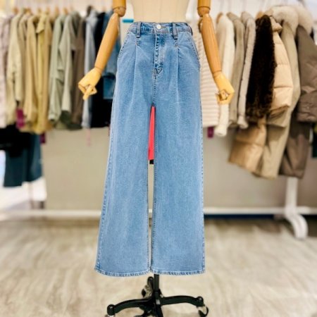 원턱 반밴딩 일자 팬츠