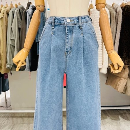 원턱 반밴딩 일자 팬츠