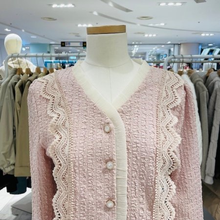 레이스 브이넥 숏 블라우스