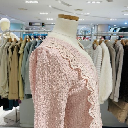 레이스 브이넥 숏 블라우스