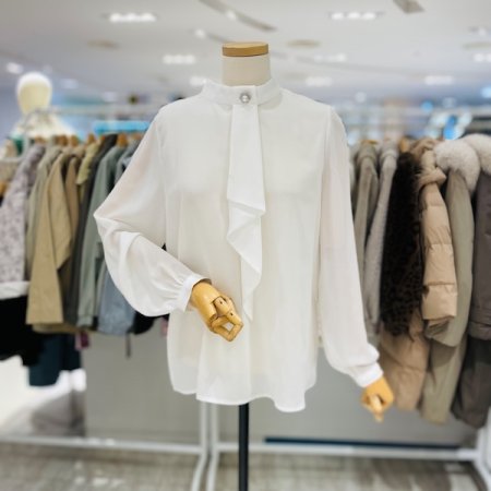 플라워 진주 프릴 블라우스